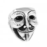 Stainless Steel Ring V For Vendetta V Mask Mens Ring Hollow Out Eyes Biker Skull Fashion Jewelry SWR0633