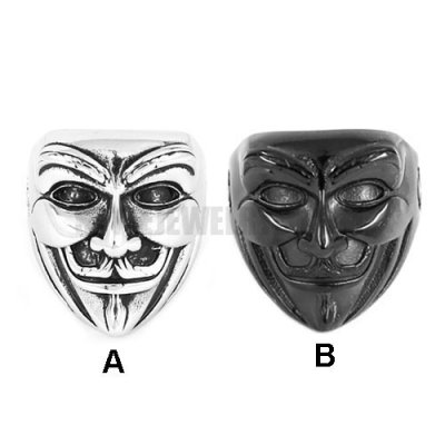 Stainless Steel Ring V For Vendetta V Mask Mens Ring Biker Skull Fashion Jewelry SWR0590
