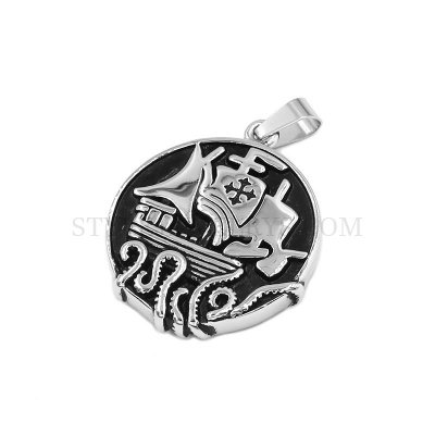 Sailing Boat Ship Cross Pendant Stainless Steel Jewelry Cool Pirate Ship Octopus Military Navy Biker Pendant SWP0587
