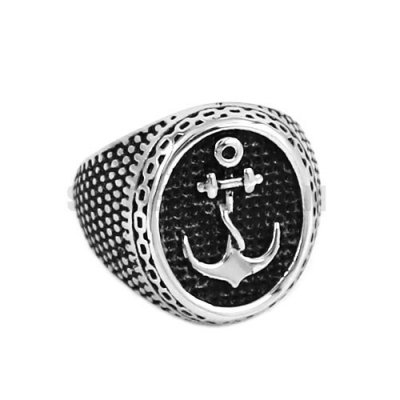 Stainless Steel Ring Classic Gothic Anchor Signet SWR0679