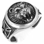 Stainless steel bangle large lion head with cross cuff bracelet SJB0196
