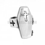 Silver Shield Cross Ring Stainless Steel Shield Ring SWR0604