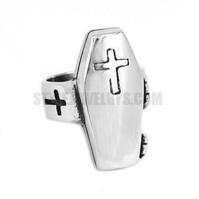 Silver Shield Cross Ring Stainless Steel Shield Ring SWR0604