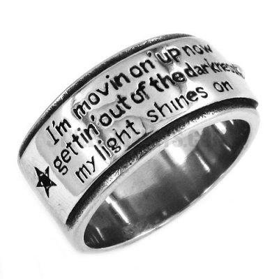 Stainless Steel Carved Word Ring SWR0405