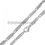 Stainless steel jewelry Chain 50cm - 55cm length stick carved fish symbol link chain necklace w/lobster 3mm ch360234