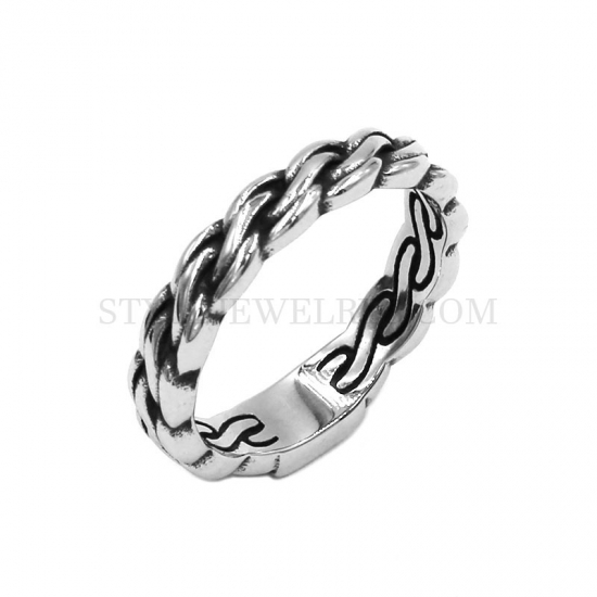 Rope Ring Stainless Steel Jewelry Ring Biker Ring Fashion Ring SWR0921 - Click Image to Close