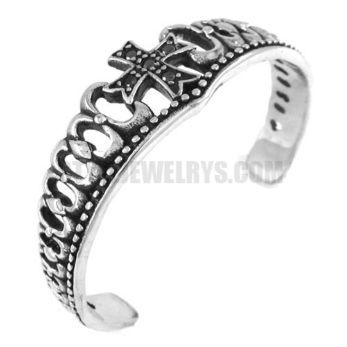 Stainless steel bangle cross cuff bracelet SJB0164 - Click Image to Close