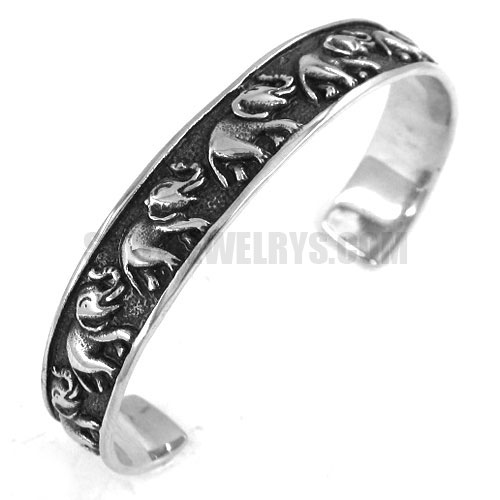 Stainless steel bangle elephant cuff bracelet SJB0170 - Click Image to Close