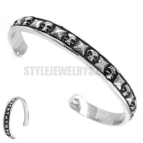 Stainless steel bangle multiple skull cuff bracelet SJB0174 - Click Image to Close