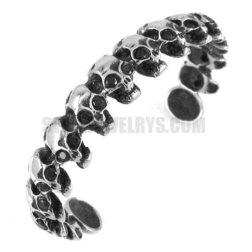 Stainless steel bangle multiple skull cuff bracelet SJB0175 - Click Image to Close