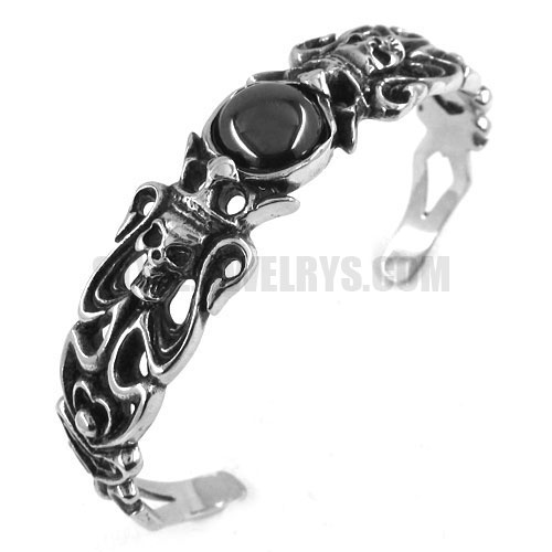 Stainless steel bangle skull cuff bracelet SJB0182 - Click Image to Close