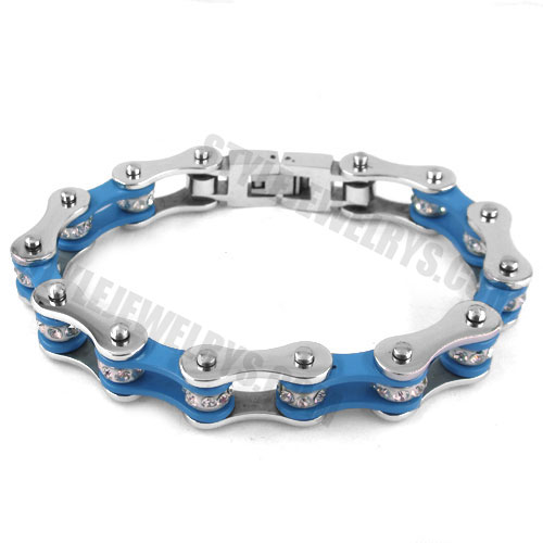 Stainless steel bracelet blue biker bracelet SJB0150 - Click Image to Close