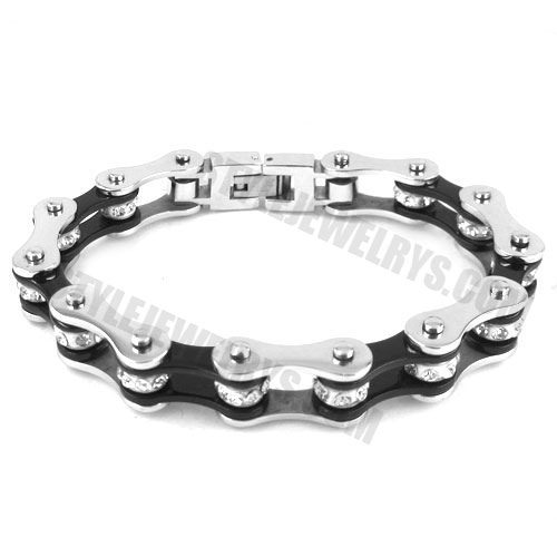 Stainless steel bracelet black with white biker bracelet SJB0151 - Click Image to Close