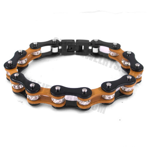 Stainless steel bracelet brown with black biker bracelet SJB0153 - Click Image to Close