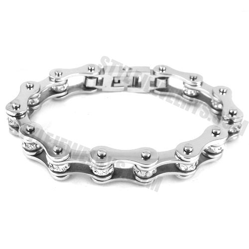 Stainless steel bracelet white biker bracelet SJB0155 - Click Image to Close