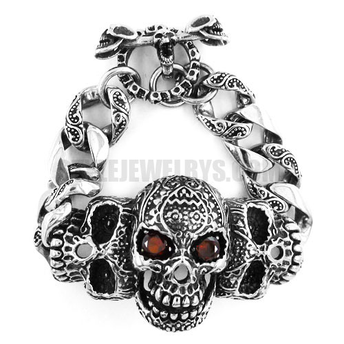Gothic Stainless Steel Skull Bracelet SJB0278 - Click Image to Close