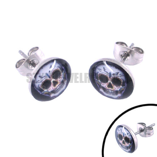 Stainless steel jewelry skull earring SJE370043 - Click Image to Close