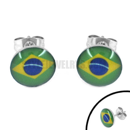 Stainless steel earring, world cup earring, Brazil symbol earring SJE370081 - Click Image to Close