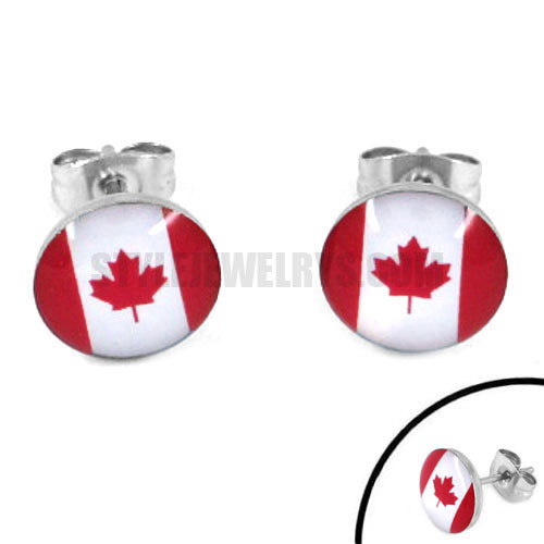 Stainless steel earring world cup earring & Canada symbol earring SJE370082 - Click Image to Close