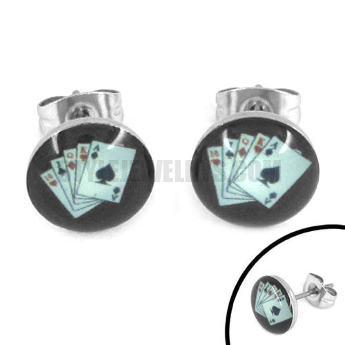 Stainless Steel Poker Stud Earring SJE370103 - Click Image to Close