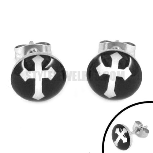 Stainless Steel Cross Earring SJE370116 - Click Image to Close