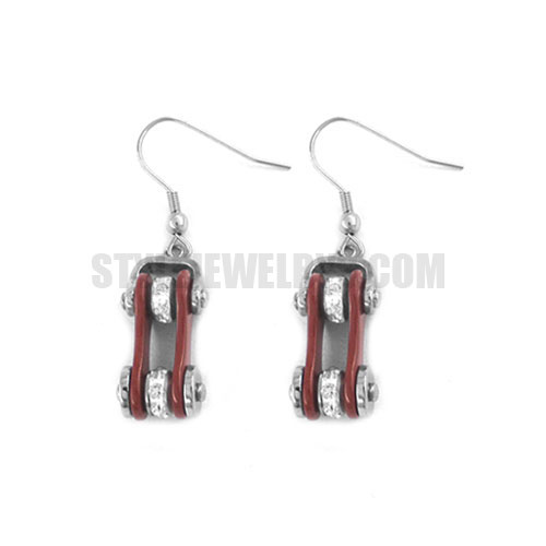 Stainless Steel Crimson Red Bling Bicycle Biker Earrings SJE370121 - Click Image to Close