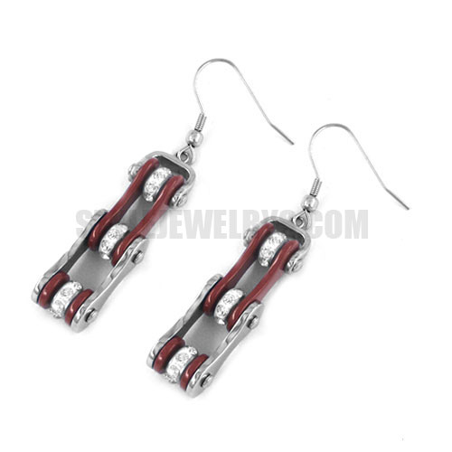 Stainless Steel Crimson Red Bling Bicycle Biker Earrings SJE370121L - Click Image to Close