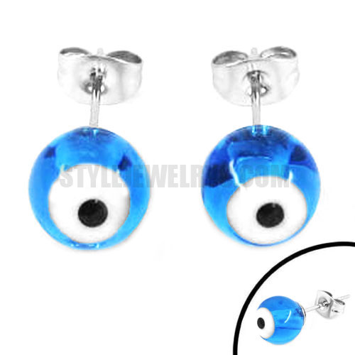 Stainless Steel Light Blue Earrings SJE370143 - Click Image to Close