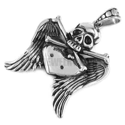 Stainless steel pendant skull angel wing pendant SWP0210 - Click Image to Close