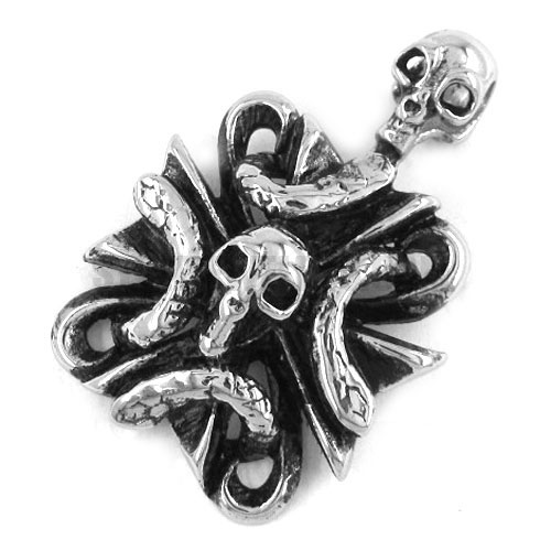Stainless steel pendant skull & snake pendant SWP0213 - Click Image to Close