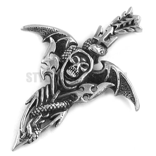 Stainless Steel Skull With Snake Pendant SWP0230 - Click Image to Close