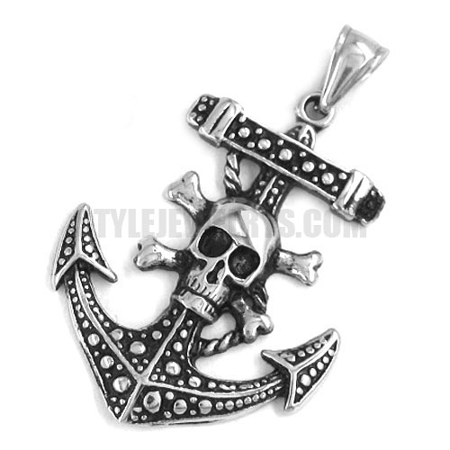 Stainless Steel Anchor Skull Pendant SWP0253 - Click Image to Close