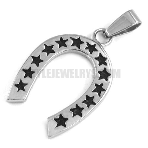 Stainless Steel Jewelry Pendant Journey Star Lucky Horseshoe Medallion Pendant SWP0271 - Click Image to Close