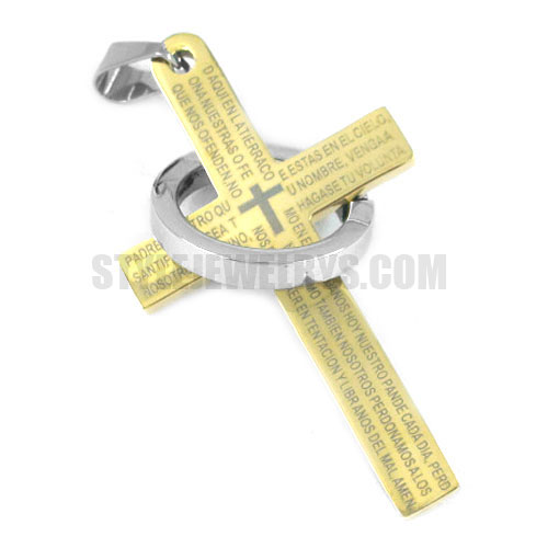 Stainless Steel Gold Prayer Pendant Cross Pendant SWP0282 - Click Image to Close
