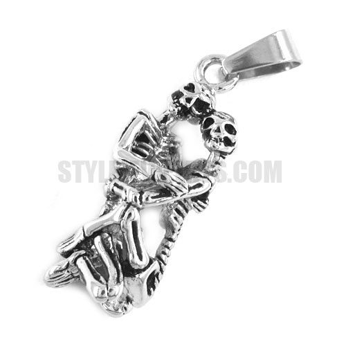 Stainless Steel Love Beyond Death Skull Pendant SWP0293 - Click Image to Close