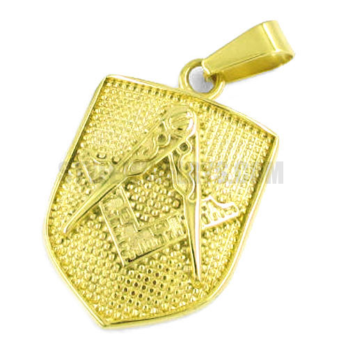Stainless Steel Gold Freemason Masonic Pendant SWP0321G - Click Image to Close