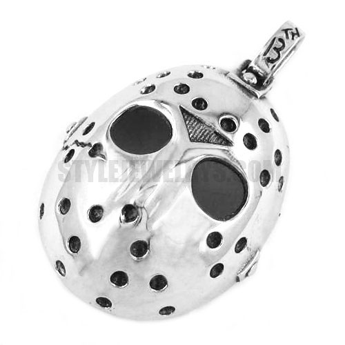 Polished Stainless Steel Men Pendant Halloween Jason Mask Band SWP0328 - Click Image to Close