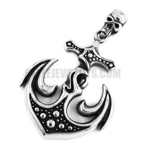 Stainless Steel Skull Anchor Pendant SWP0333 - Click Image to Close