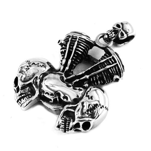 Gothic Stainless Steel Motor Engine Skull Pendant SWP0347 - Click Image to Close