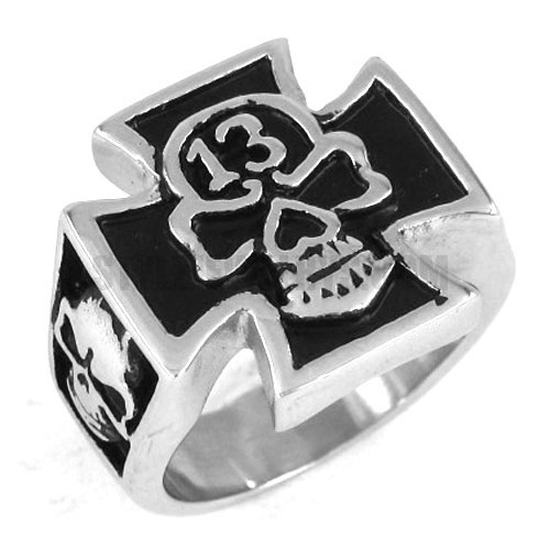 Stainless steel jewelry ring cross skull ring SWR0146 - Click Image to Close