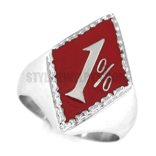 Stainless steel ring red one percent ring SWR0154 - Click Image to Close