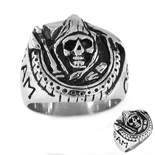 Vintage Gothic Skull Ring Stainless Steel Jewelry Ring Biker Skull Tribal Ring Men Ring SWR0174 - Click Image to Close