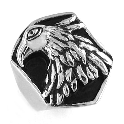 Stainless steel Ring Eagle Head Ring SWR0188 - Click Image to Close