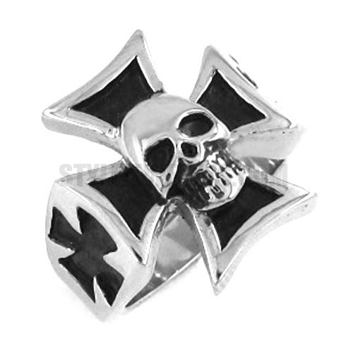 Stainless steel skull cross ring SWR0194 - Click Image to Close