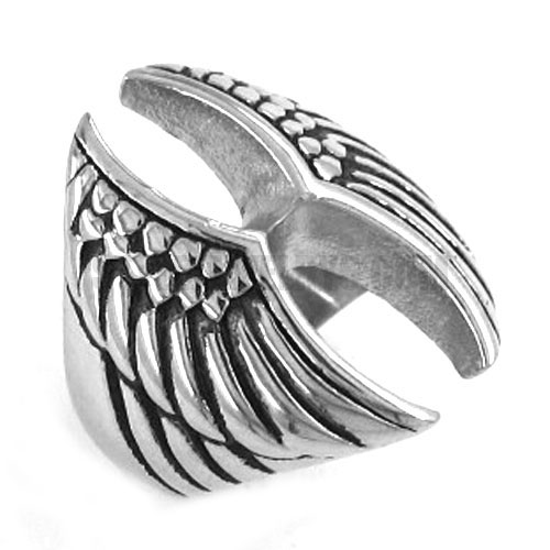 Stainless Steel Ring Angel Wing Men Ring SWR0208 - Click Image to Close