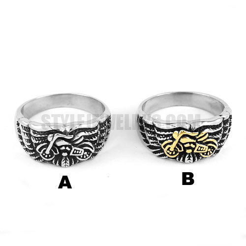 Stainless Steel Motor Biker Ring SWR0261SE - Click Image to Close