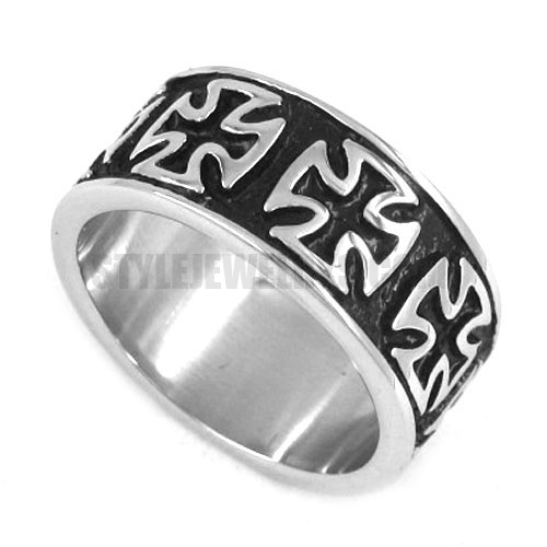 Pattee Cross Biker Band Ring Stainless Steel Cross Ring SWR0294 - Click Image to Close