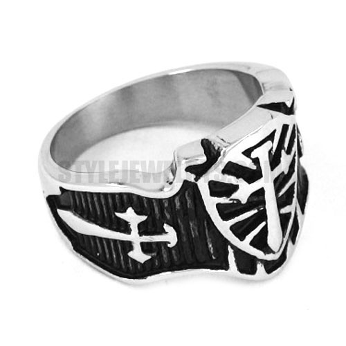 Stainless Steel Cross Shield Ring SWR0305 - Click Image to Close
