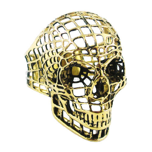 Gothic Stainless Steel Gold Hollow Out Skull Ring SWR0328G - Click Image to Close