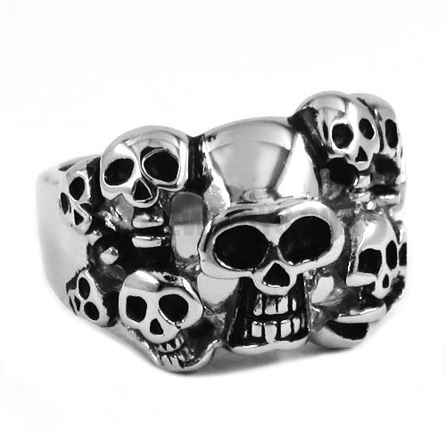 Gothic Vintage Stainless Steel Skull Ring SWR0407 - Click Image to Close